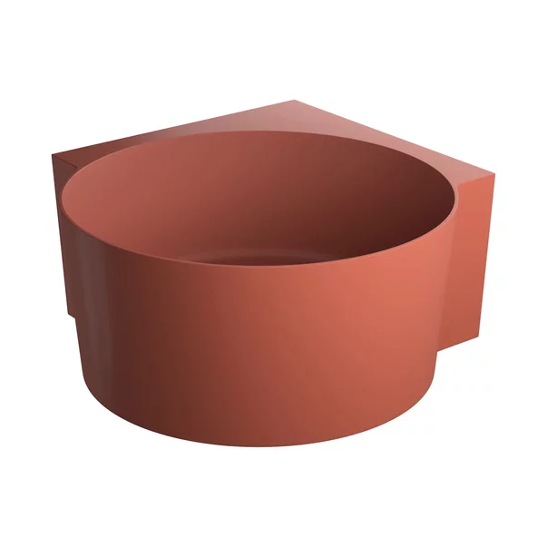Cazi baie - Cada pe colt asimetrica Omnires Ovo M+ compozit terracotta mat 120x120 cm