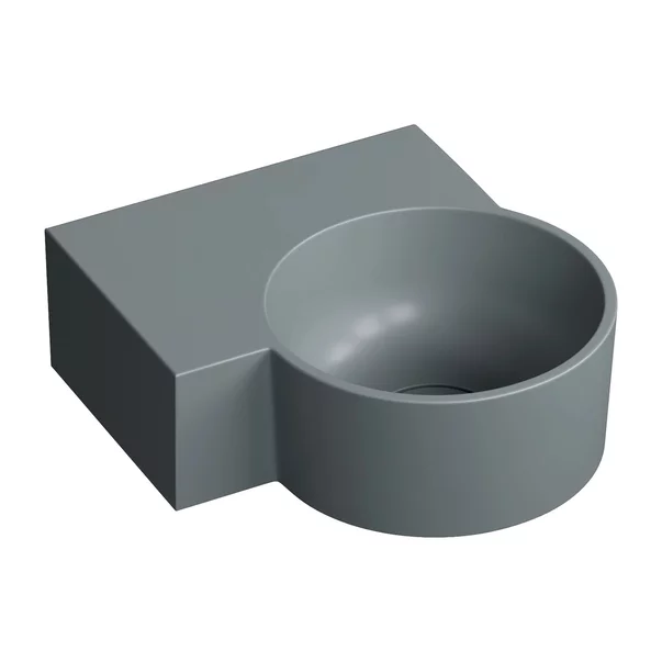 Obiecte Sanitare - Lavoar suspendat Omnires Ovo M+ finisaj gri cenusa mat 33.5 cm stanga