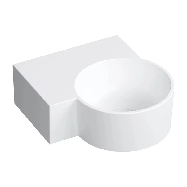 Lavoar suspendat Omnires Ovo M+ finisaj alb mat 33.5 cm stanga [1]