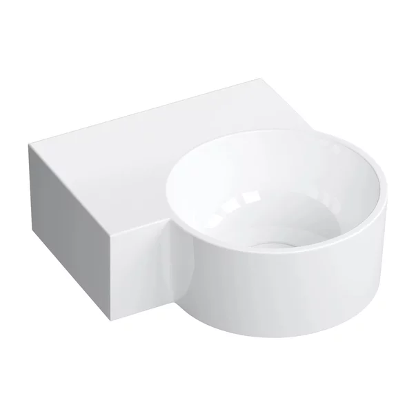 Lavoar suspendat Omnires Ovo M+ finisaj alb lucios 33.5 cm stanga [1]