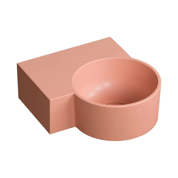 Lavoar suspendat Omnires Ovo M+ compozit coral mat 33x34 cm stanga [1]