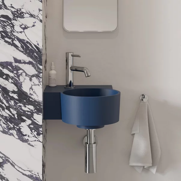 Lavoar suspendat Omnires Ovo M+ finisaj albastru inchis mat 33.5 cm stanga [1]