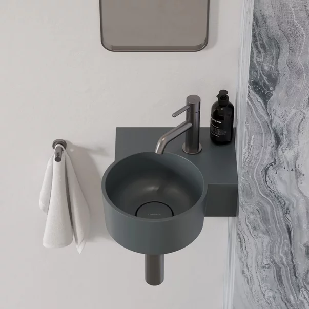 Lavoar suspendat Omnires Ovo M+ finisaj gri cenusa mat 33.5 cm dreapta [1]
