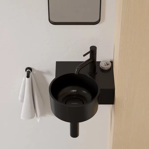 Lavoar suspendat Omnires Ovo M+ finisaj negru lava mat 33.5 cm dreapta [1]