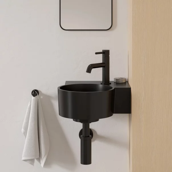 Lavoar suspendat Omnires Ovo M+ finisaj negru lava mat 33.5 cm dreapta [2]