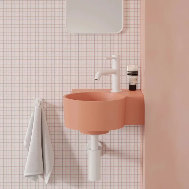 Lavoare - Lavoar suspendat Omnires Ovo M+ compozit coral mat 33x34 cm dreapta