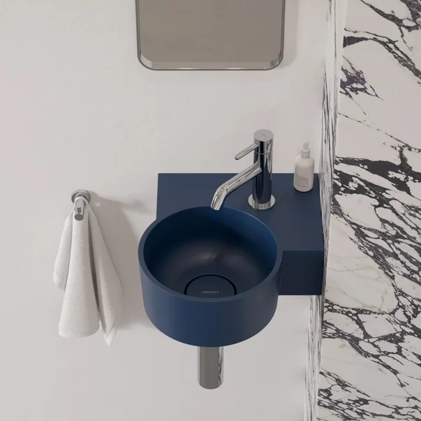 Lavoar suspendat Omnires Ovo M+ finisaj albastru inchis mat 33.5 cm dreapta [2]
