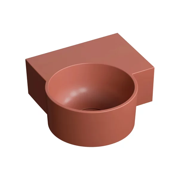 Lavoar suspendat Omnires Ovo M+ compozit terracotta mat 33x34 cm dreapta [1]