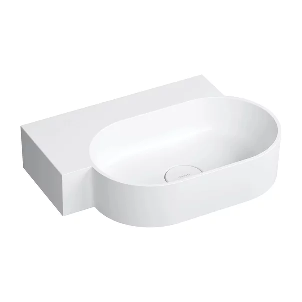 Obiecte Sanitare - Lavoar suspendat Omnires Ovo M+ finisaj alb mat 55.5 cm stanga