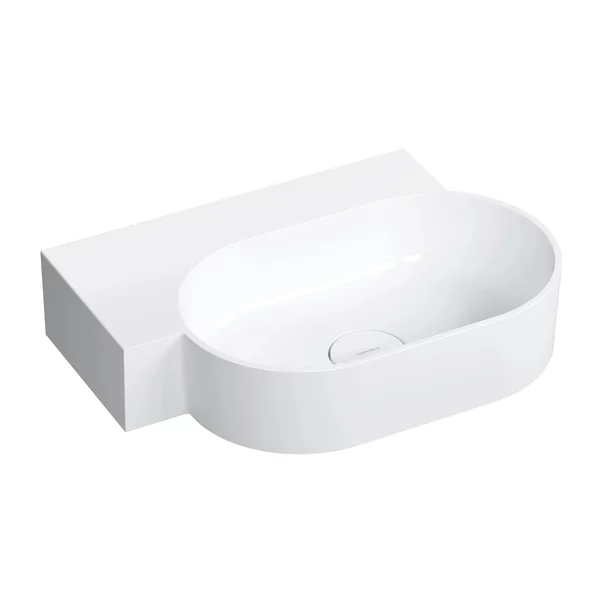 Obiecte Sanitare - Lavoar suspendat Omnires Ovo M+ finisaj alb lucios 55.5 cm stanga