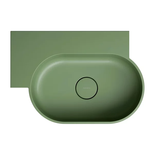 Lavoar suspendat Omnires Ovo M+ finisaj verde mat 55.5 cm stanga [1]
