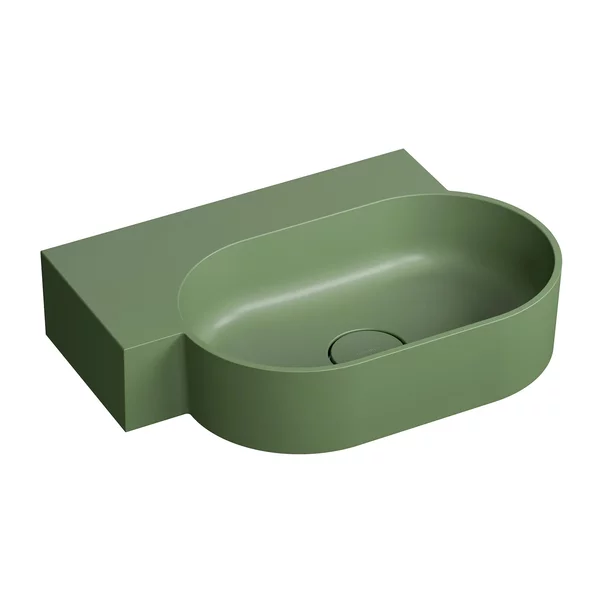 Lavoar suspendat Omnires Ovo M+ finisaj verde mat 55.5 cm stanga [2]