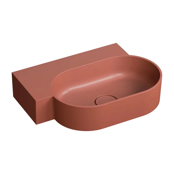 Obiecte Sanitare - Lavoar suspendat Omnires Ovo M+ finisaj portocaliu mat 55.5 cm stanga