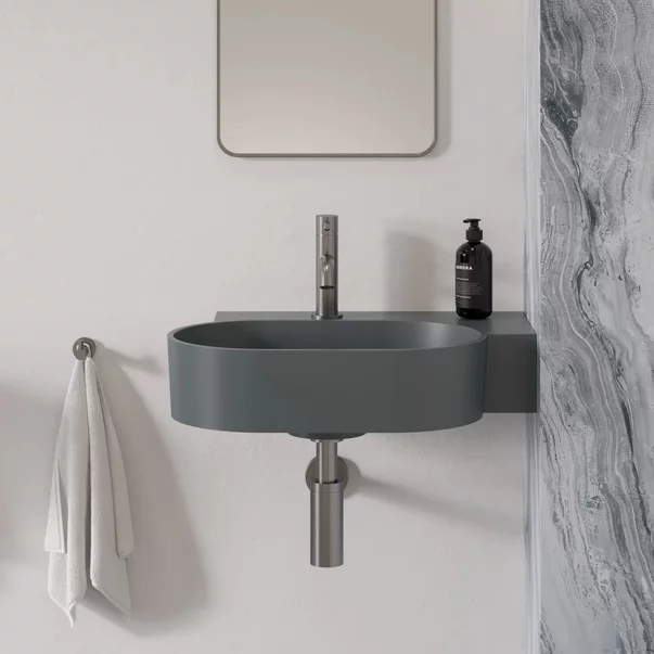 Lavoar suspendat Omnires Ovo M+ finisaj gri cenusa mat 55.5 cm dreapta [4]