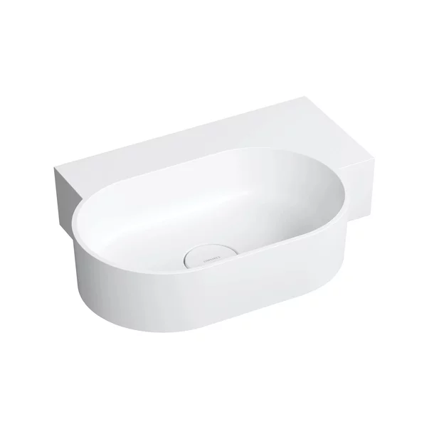 Lavoare - Lavoar suspendat Omnires Ovo M+ finisaj alb mat 55.5 cm dreapta