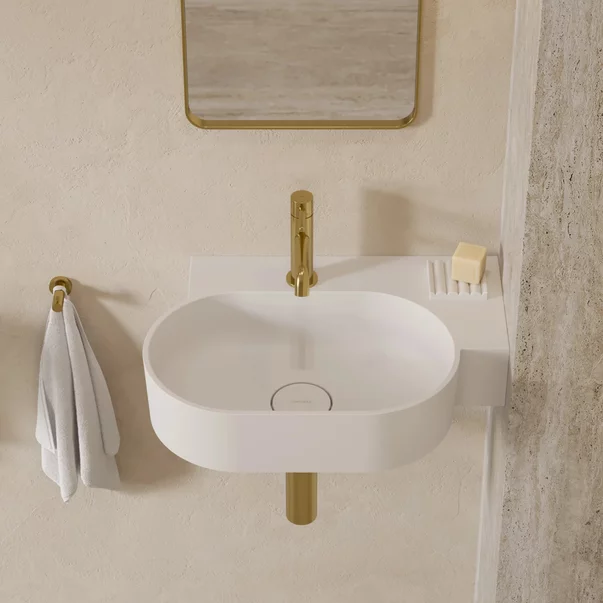 Lavoar suspendat Omnires Ovo M+ finisaj alb mat 55.5 cm dreapta [2]