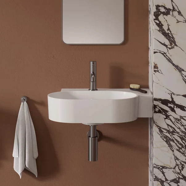 Lavoar suspendat Omnires Ovo M+ finisaj alb lucios 55.5 cm dreapta [2]