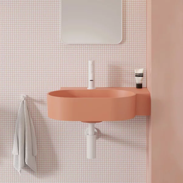 Obiecte Sanitare - Lavoar suspendat Omnires Ovo M+ finisaj coral mat 55.5 cm dreapta