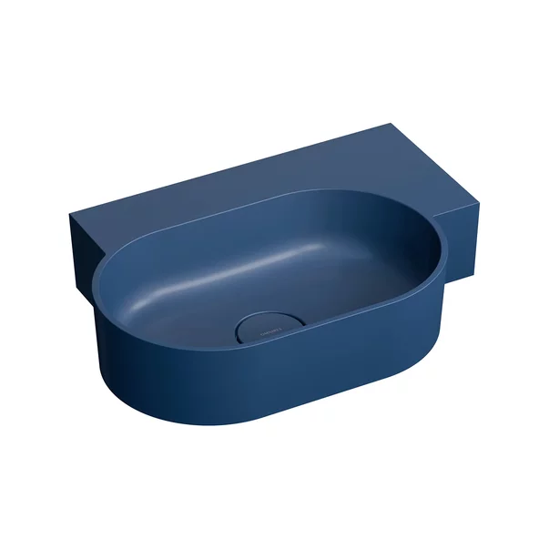 Obiecte Sanitare - Lavoar suspendat Omnires Ovo M+ finisaj albastru inchis mat 55.5 cm dreapta