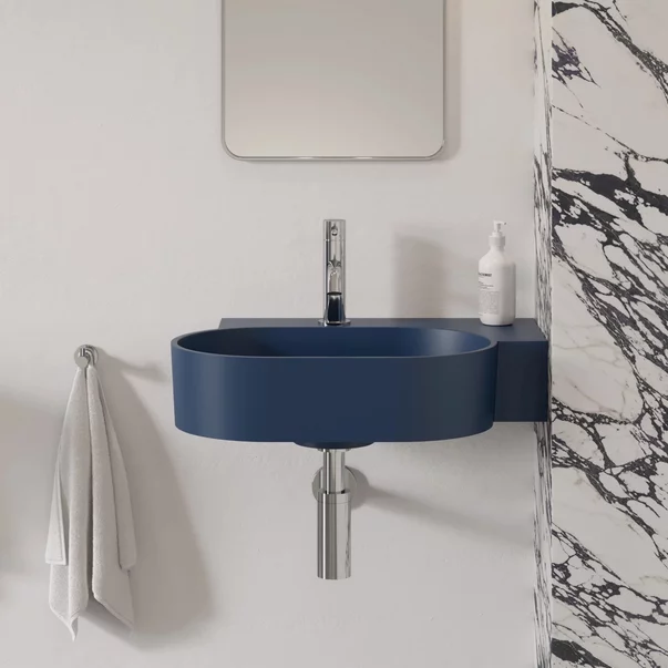 Lavoar suspendat Omnires Ovo M+ finisaj albastru inchis mat 55.5 cm dreapta [1]