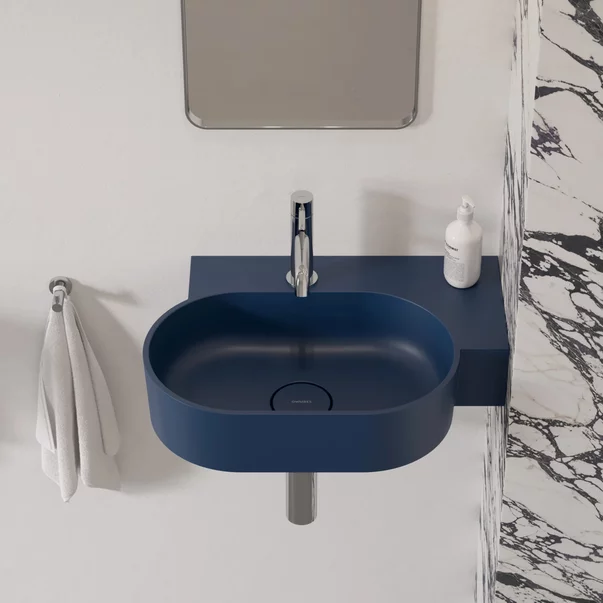 Lavoar suspendat Omnires Ovo M+ finisaj albastru inchis mat 55.5 cm dreapta [3]
