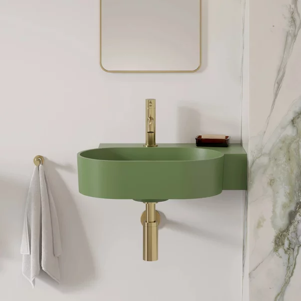 Lavoar suspendat Omnires Ovo M+ finisaj verde mat 55.5 cm dreapta [2]