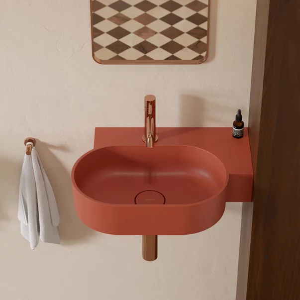 Lavoar suspendat Omnires Ovo M+ finisaj portocaliu mat 55.5 cm dreapta [1]