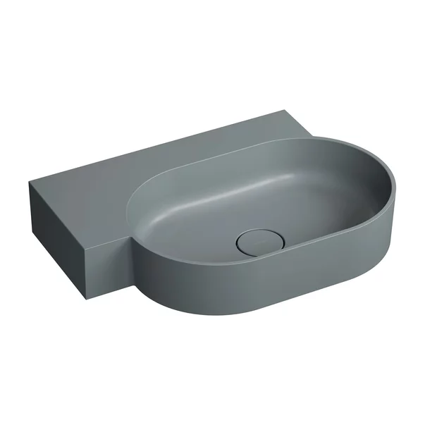 Lavoar suspendat Omnires Ovo M+ finisaj gri cenusa mat 64.5 cm stanga [1]