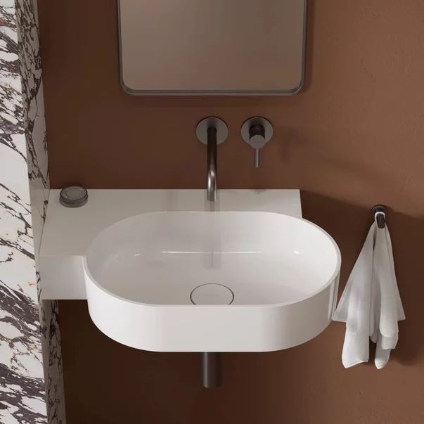 Lavoar suspendat Omnires Ovo M+ finisaj alb lucios 64.5 cm stanga [3]