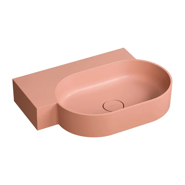 Obiecte Sanitare - Lavoar suspendat Omnires Ovo M+ finisaj coral mat 64.5 cm stanga