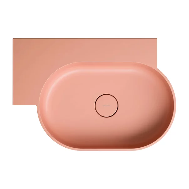 Lavoar suspendat Omnires Ovo M+ finisaj coral mat 64.5 cm stanga [2]