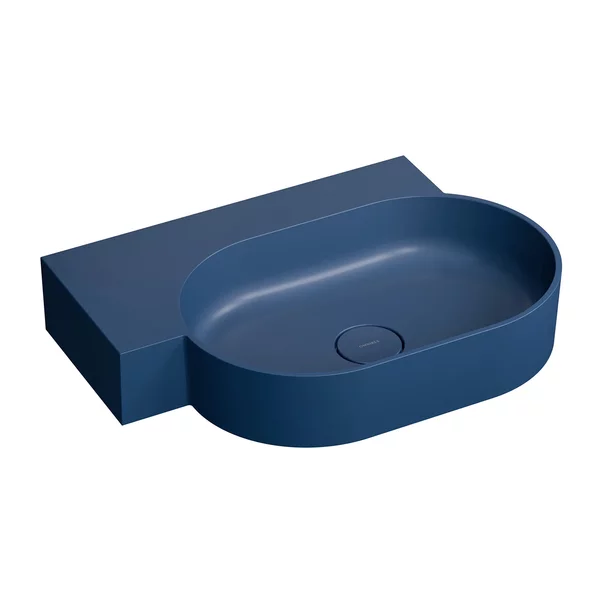Lavoare - Lavoar suspendat Omnires Ovo M+ finisaj albastru inchis mat 64.5 cm stanga