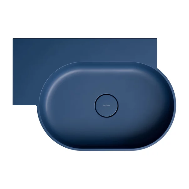 Lavoar suspendat Omnires Ovo M+ finisaj albastru inchis mat 64.5 cm stanga [3]