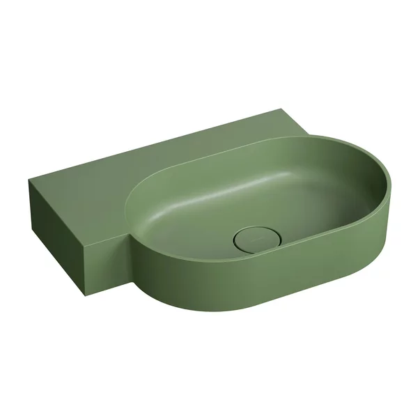Lavoar suspendat Omnires Ovo M+ finisaj verde mat 64.5 cm stanga [1]