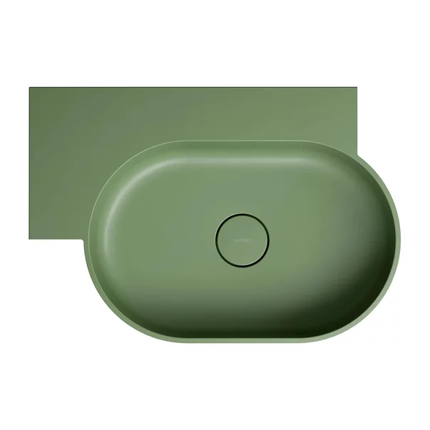 Lavoar suspendat Omnires Ovo M+ finisaj verde mat 64.5 cm stanga [2]