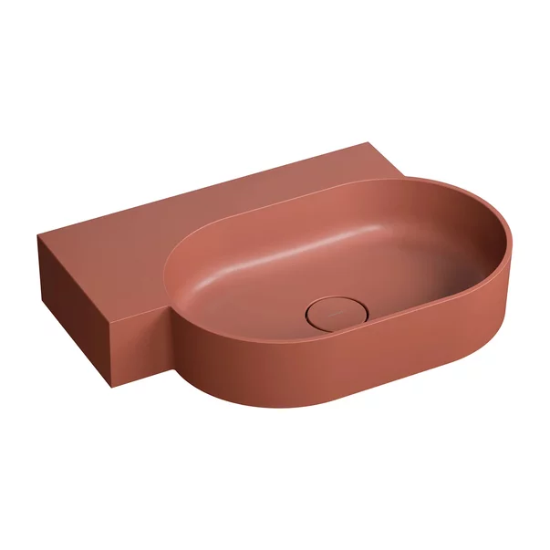 Lavoare - Lavoar suspendat Omnires Ovo M+ finisaj portocaliu mat 64.5 cm stanga