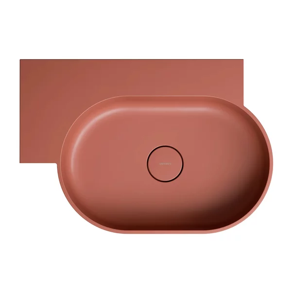 Lavoar suspendat Omnires Ovo M+ finisaj portocaliu mat 64.5 cm stanga [2]