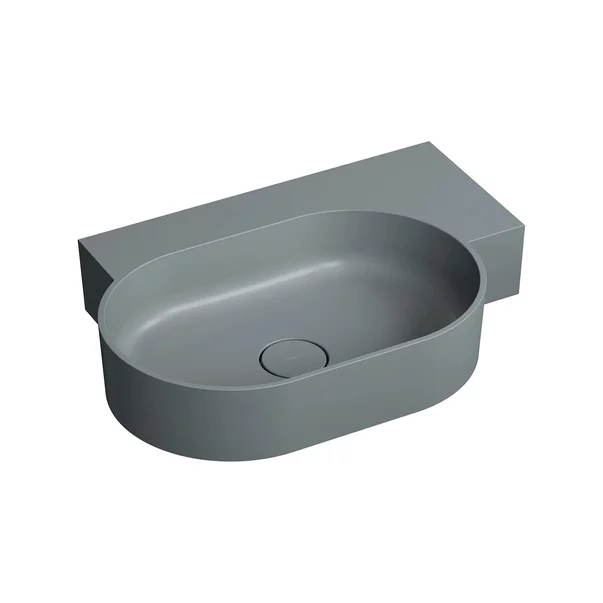 Lavoare - Lavoar suspendat Omnires Ovo M+ finisaj gri cenusa mat 64.5 cm dreapta