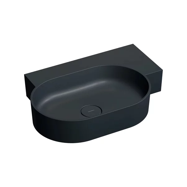 Lavoare - Lavoar suspendat Omnires Ovo M+ finisaj negru lava mat 64.5 cm dreapta