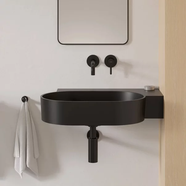 Lavoar suspendat Omnires Ovo M+ finisaj negru lava mat 64.5 cm dreapta [3]