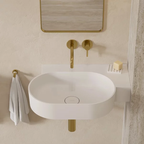 Lavoar suspendat Omnires Ovo M+ finisaj alb mat 64.5 cm dreapta [2]