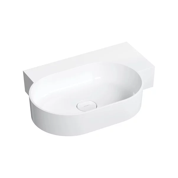 Lavoare - Lavoar suspendat Omnires Ovo M+ finisaj alb lucios 64.5 cm dreapta