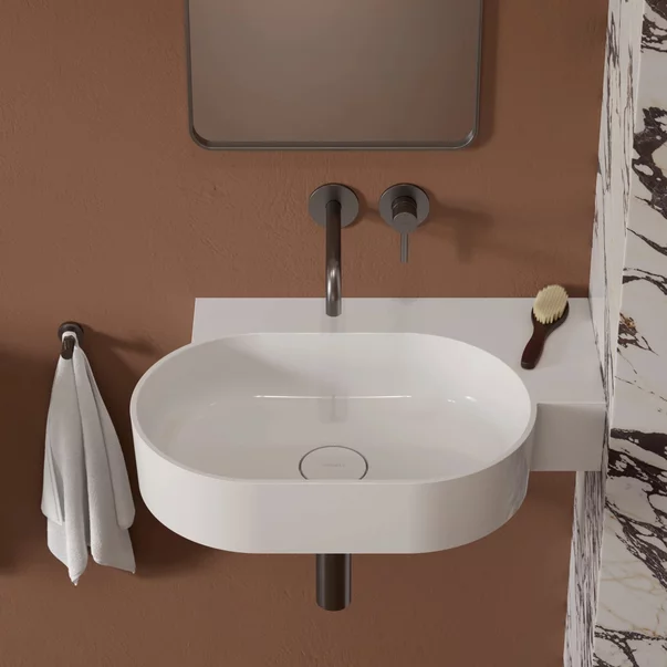 Lavoar suspendat Omnires Ovo M+ finisaj alb lucios 64.5 cm dreapta [2]