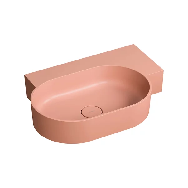 Obiecte Sanitare - Lavoar suspendat Omnires Ovo M+ finisaj coral mat 64.5 cm dreapta