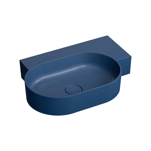 Lavoare - Lavoar suspendat Omnires Ovo M+ finisaj albastru inchis mat 64.5 cm dreapta