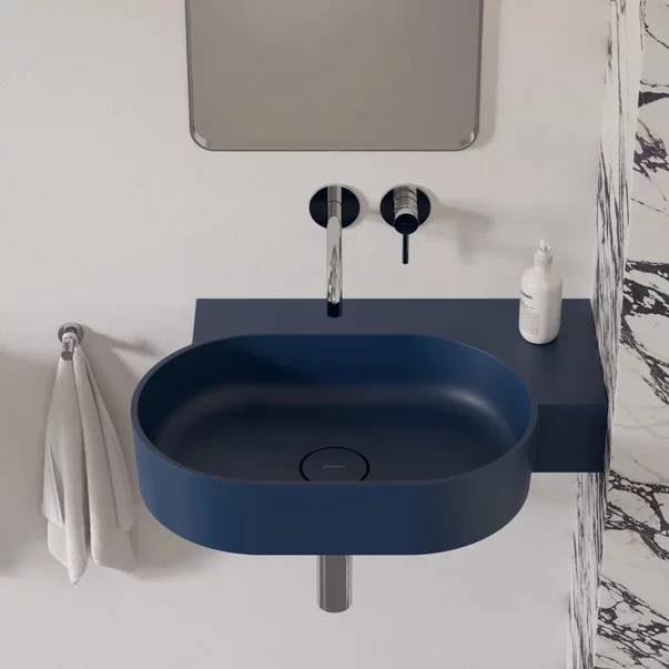 Lavoar suspendat Omnires Ovo M+ finisaj albastru inchis mat 64.5 cm dreapta [1]