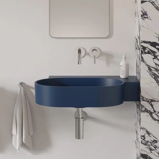 Lavoar suspendat Omnires Ovo M+ finisaj albastru inchis mat 64.5 cm dreapta [3]