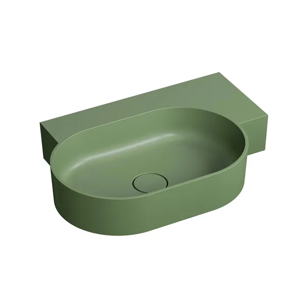 Lavoare - Lavoar suspendat Omnires Ovo M+ finisaj verde mat 64.5 cm dreapta