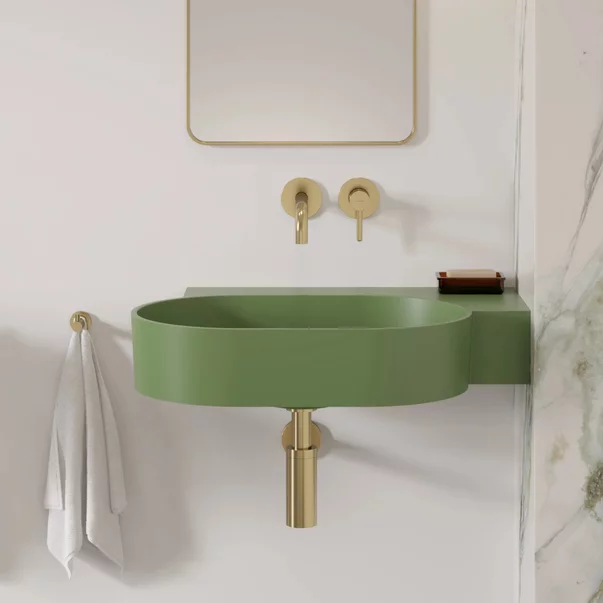 Lavoar suspendat Omnires Ovo M+ finisaj verde mat 64.5 cm dreapta [2]