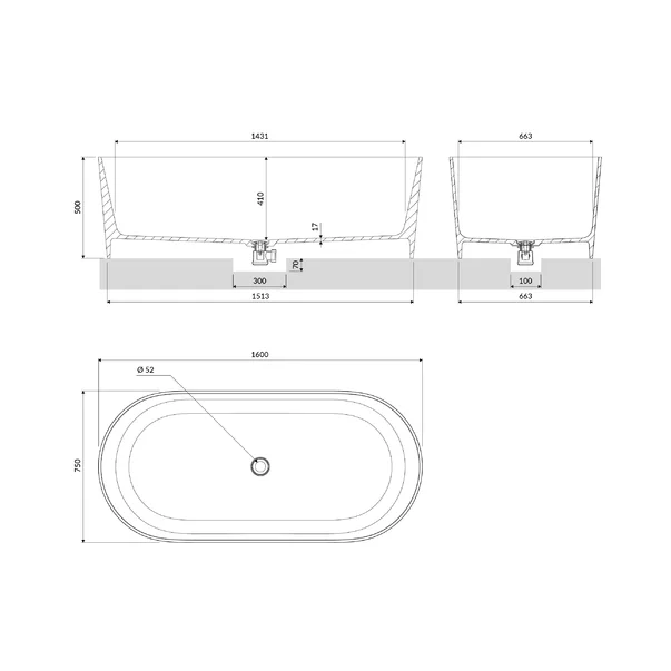 Cada freestanding Omnires Ovo M+ teracota 160x75 cm [6]
